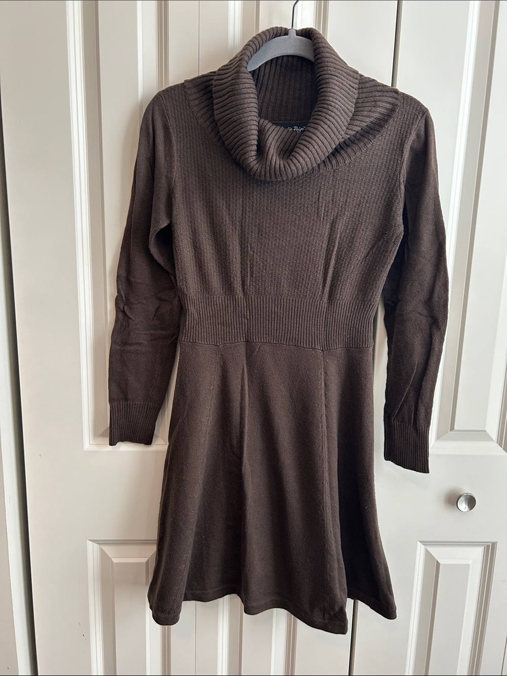 Charlie Paige Brown Cowl Neck Sweater Dress
